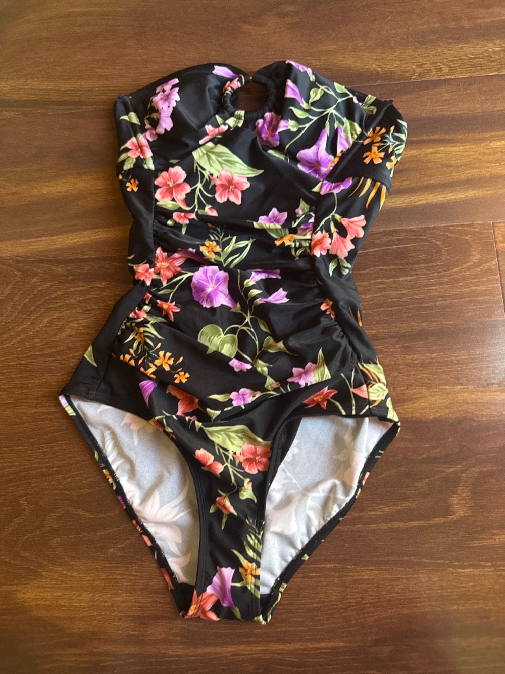 SHADE & SHORE Floral One Piece Strapless Swimsuit Size XS